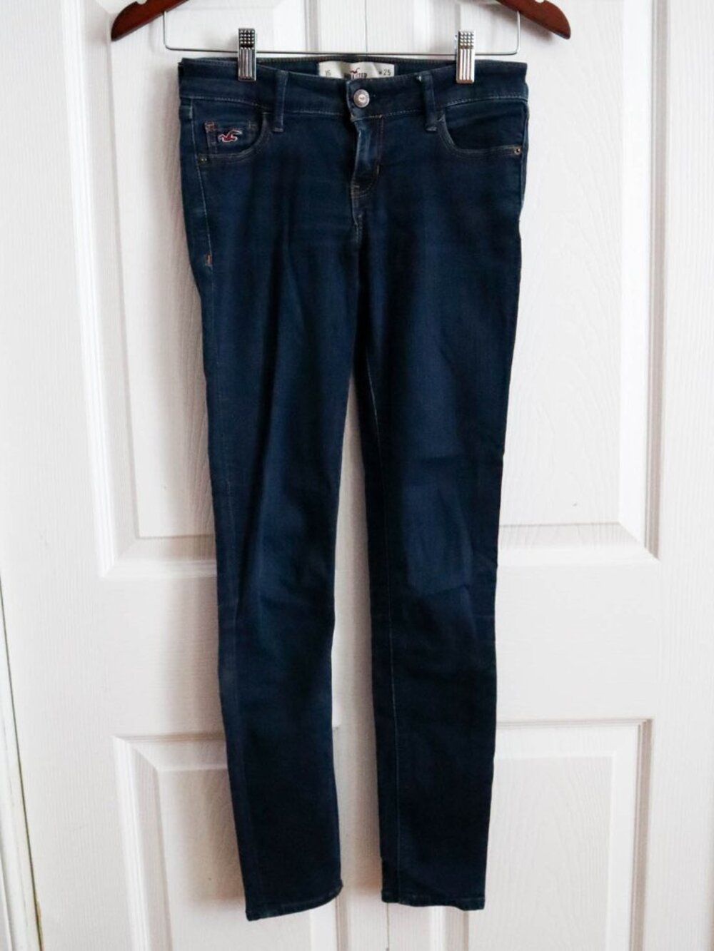 Hollister Classic Skinny Fit Stretch Jeans Dark Wash Denim Sz 1S 25x29 Petite